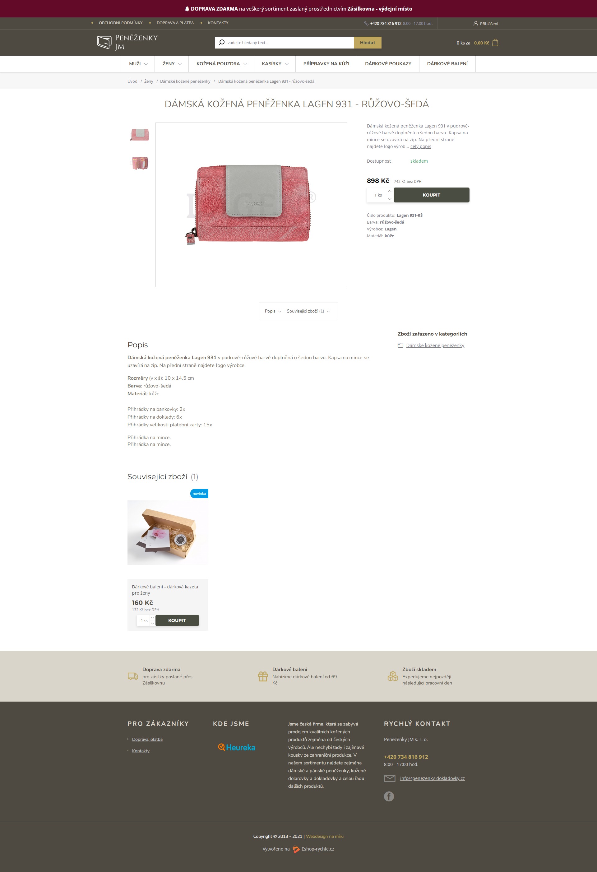 Produktová stránka penezenky-dokladovky.cz