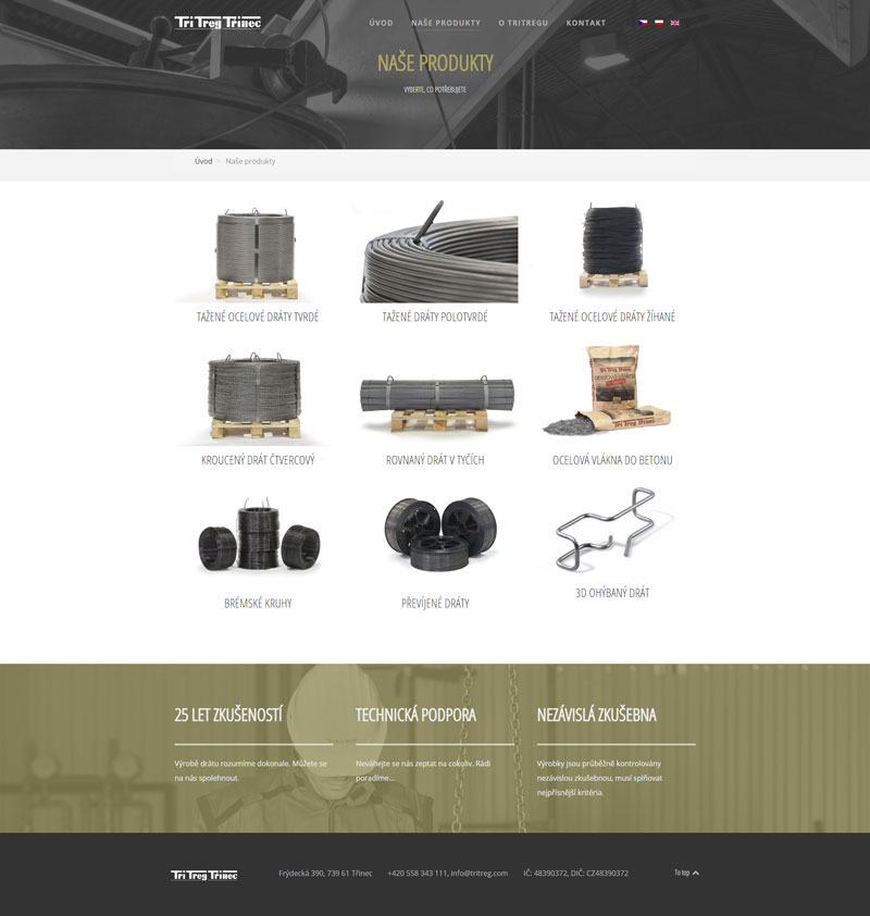Podstránka webu tritreg.com